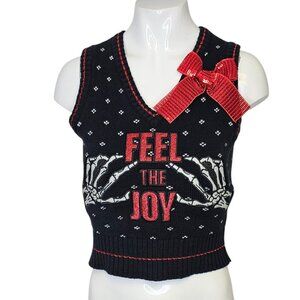 Spencers Ugly Christmas Sweater Vest, Halloween, Sequin, V-Neck, Cropped, Small